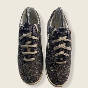Tretorn NYLITE Sugar White Glitter Sneakers Sz 5